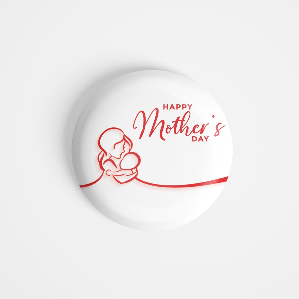dhcrafts Round Fridge Magnet White Mother's Day D3 Glossy Finish Design Pack of 1 (58 mm)
